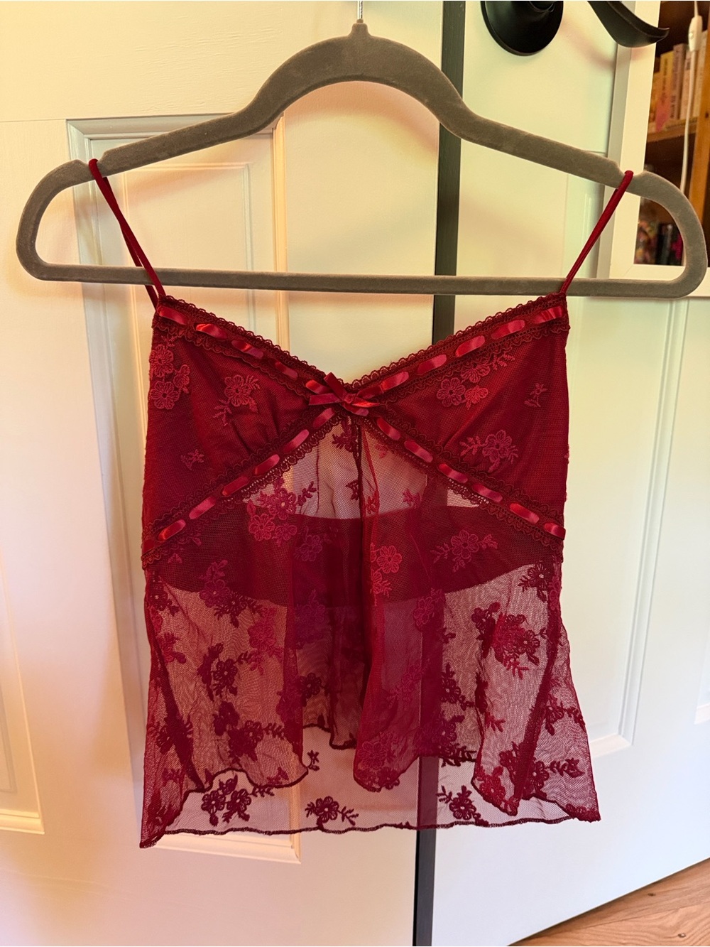 Thrifted Red Lace Top